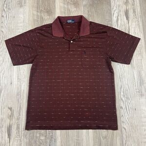 Polo Ralph Lauren Polo Shirt Large Red ‎ Short Sleeve 100% Silk STAINS